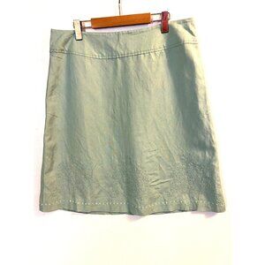 Reitmans Women's Green Teal Linen Blend Skirt Beaded Hem Size 15